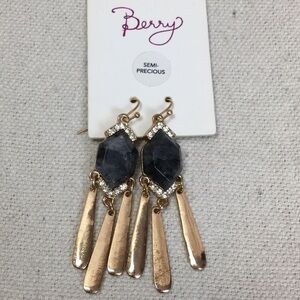 Semi precious stone gold tone earrings
